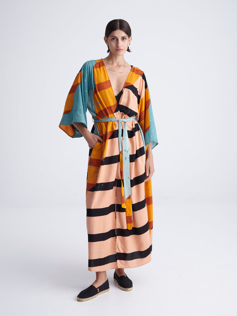 ON BOARD maxi kimono with double shoulders