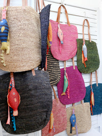 ISLA woven straw bag - black