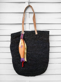 ISLA woven straw bag - black