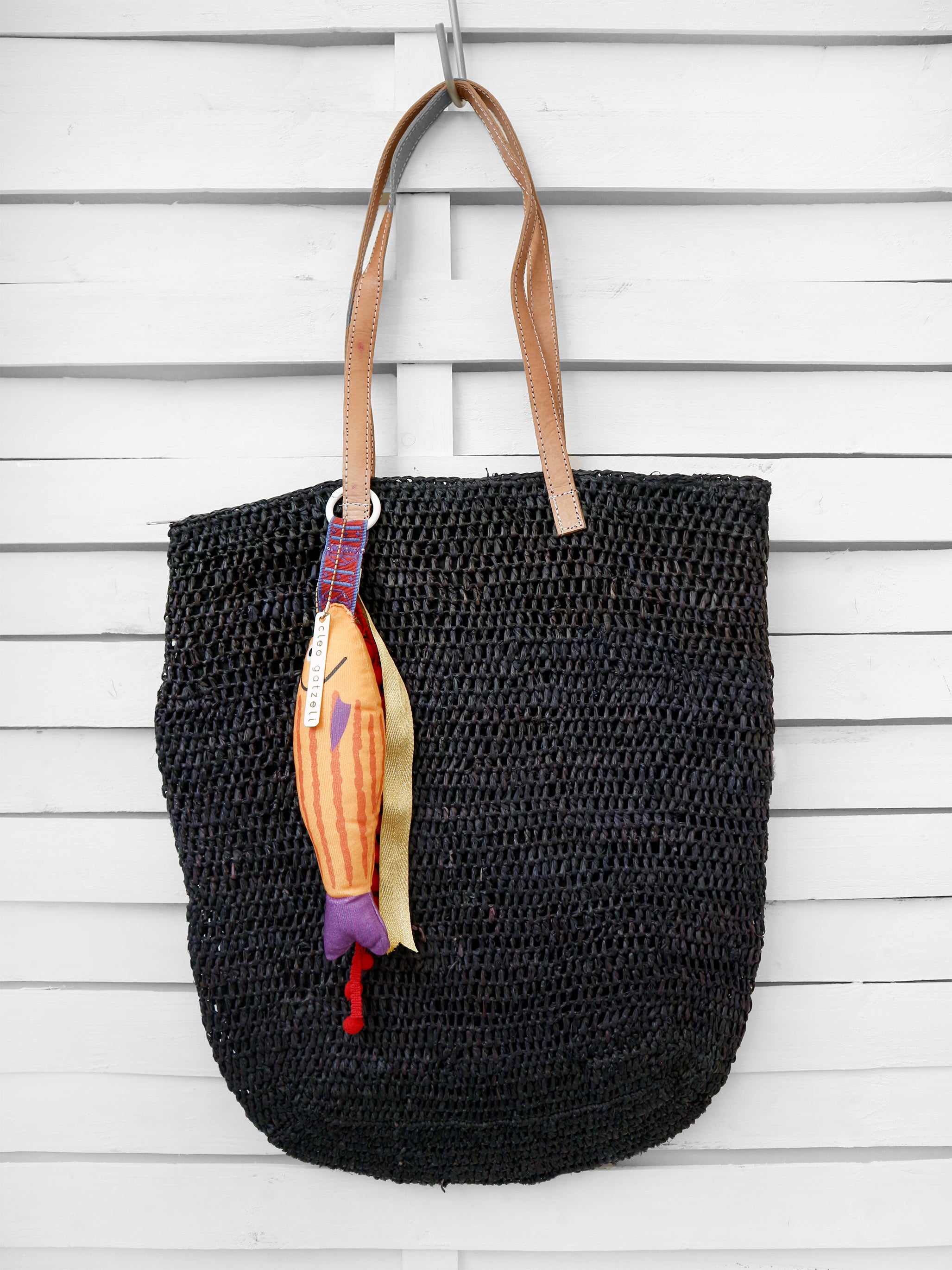 ISLA woven straw bag - black
