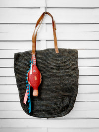 ISLA woven straw bag - anthracite