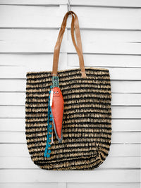 ISLA woven straw bag - stripes
