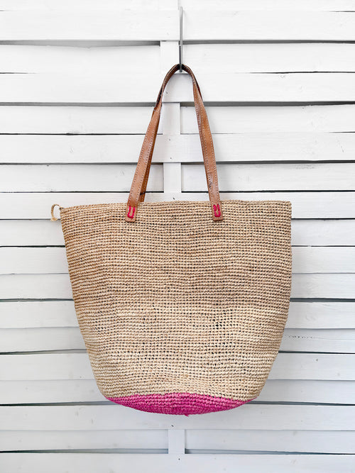 ISLA FLORAL woven straw bag