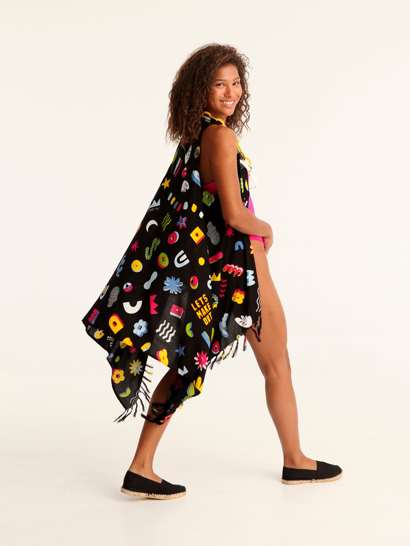 MORE AMOR pareo vest with coconut button