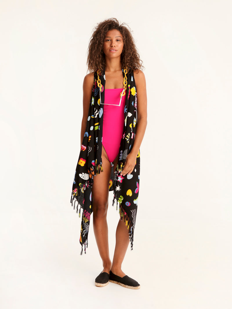 MORE AMOR pareo vest with coconut button