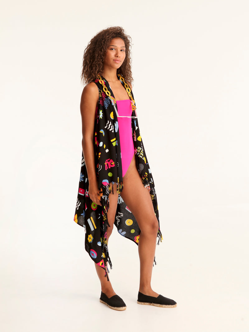 MORE AMOR pareo vest with coconut button