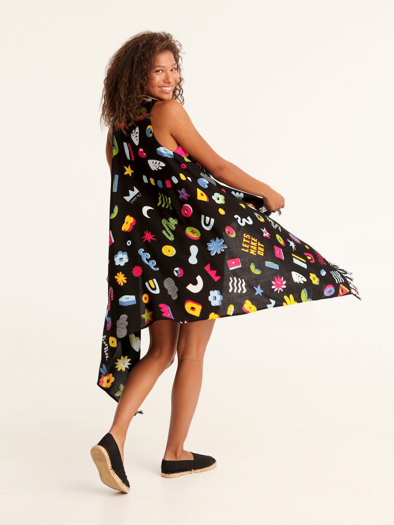 MORE AMOR pareo vest with coconut button