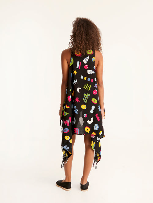 MORE AMOR pareo vest with coconut button