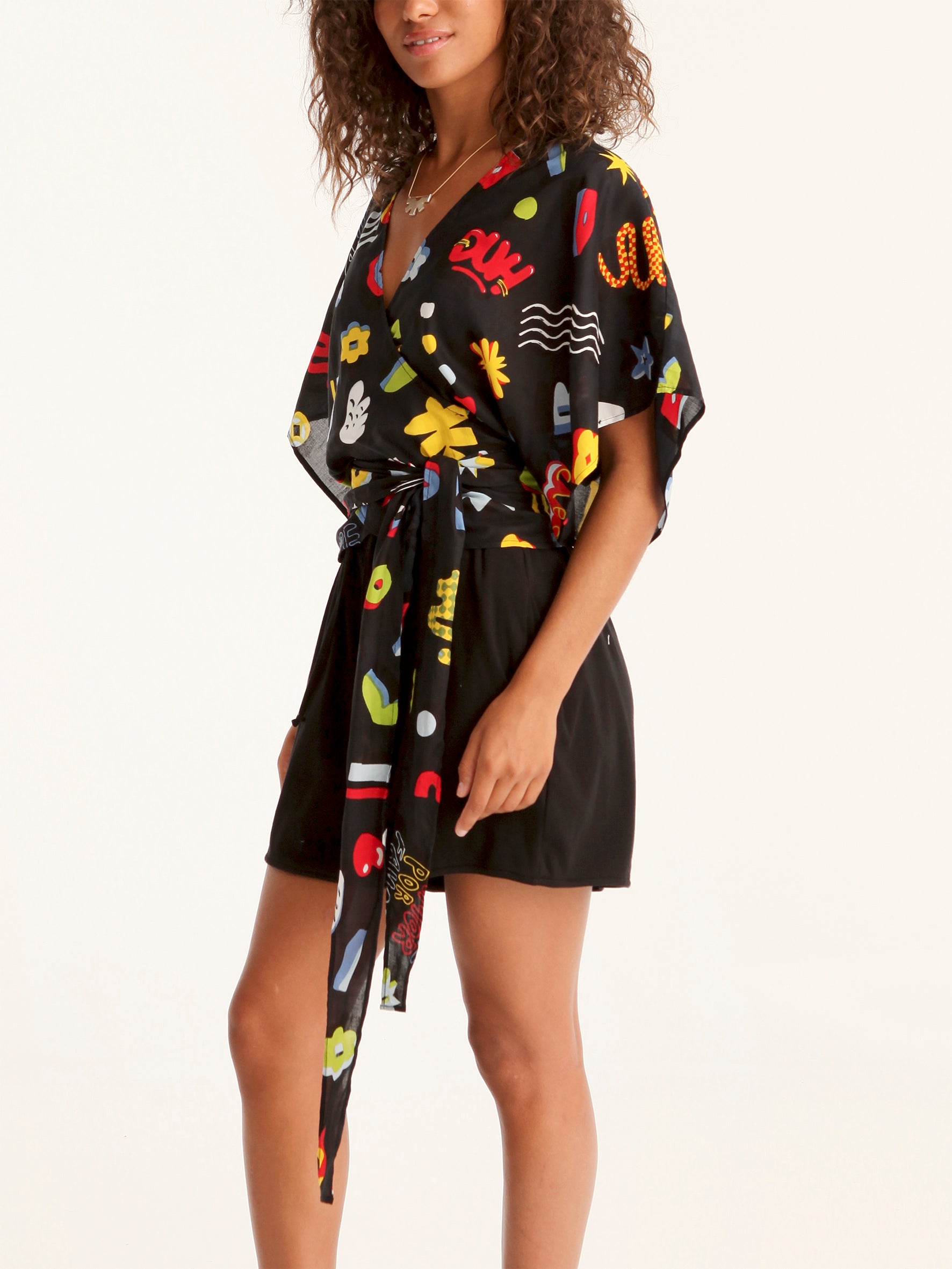 MORE AMOR wrap kimono top