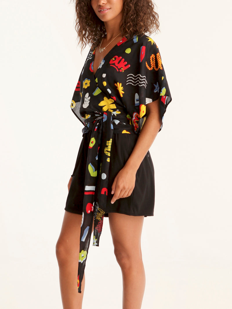 MORE AMOR wrap kimono top