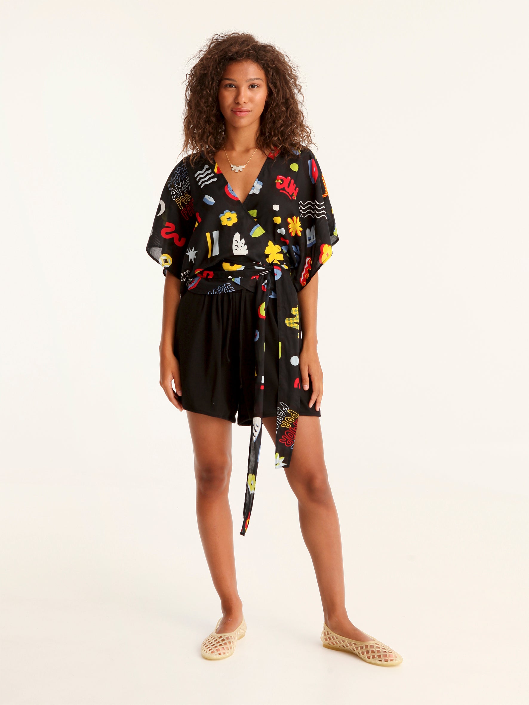 MORE AMOR wrap kimono top