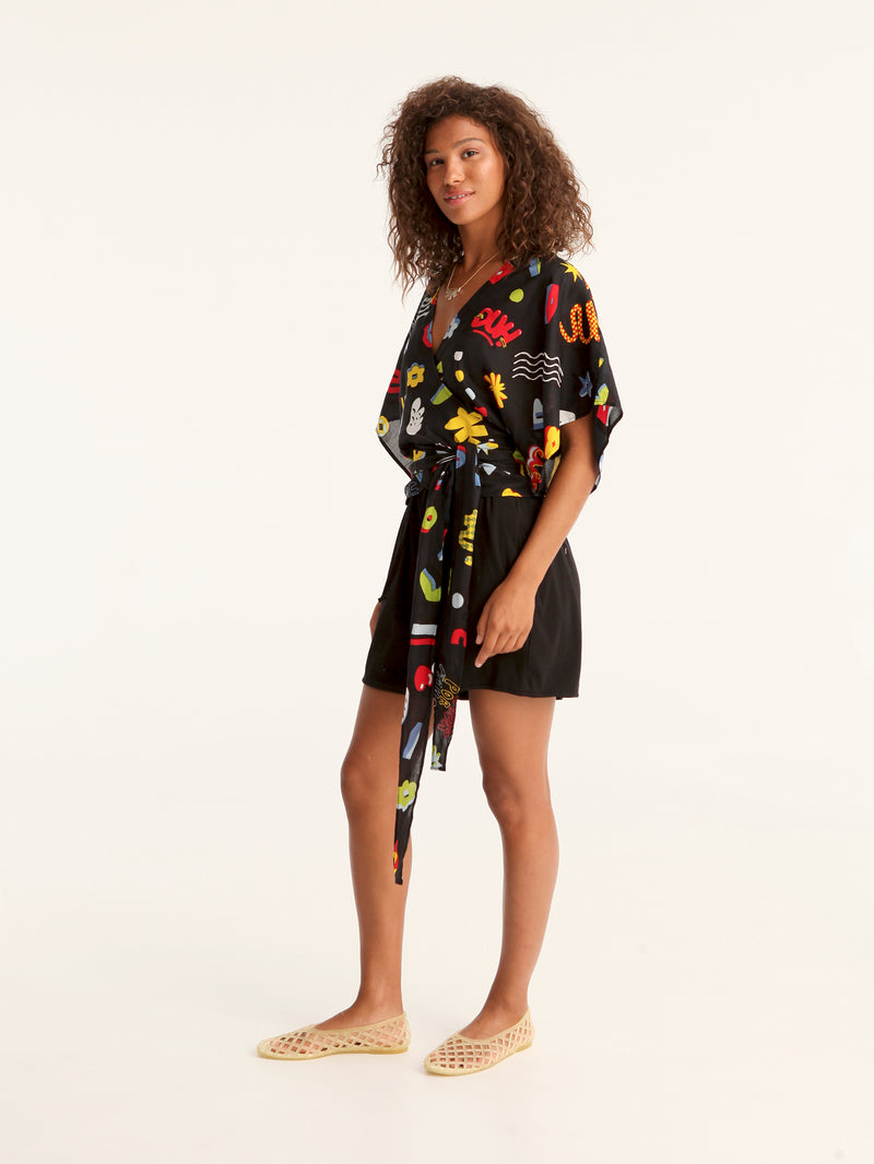 MORE AMOR wrap kimono top