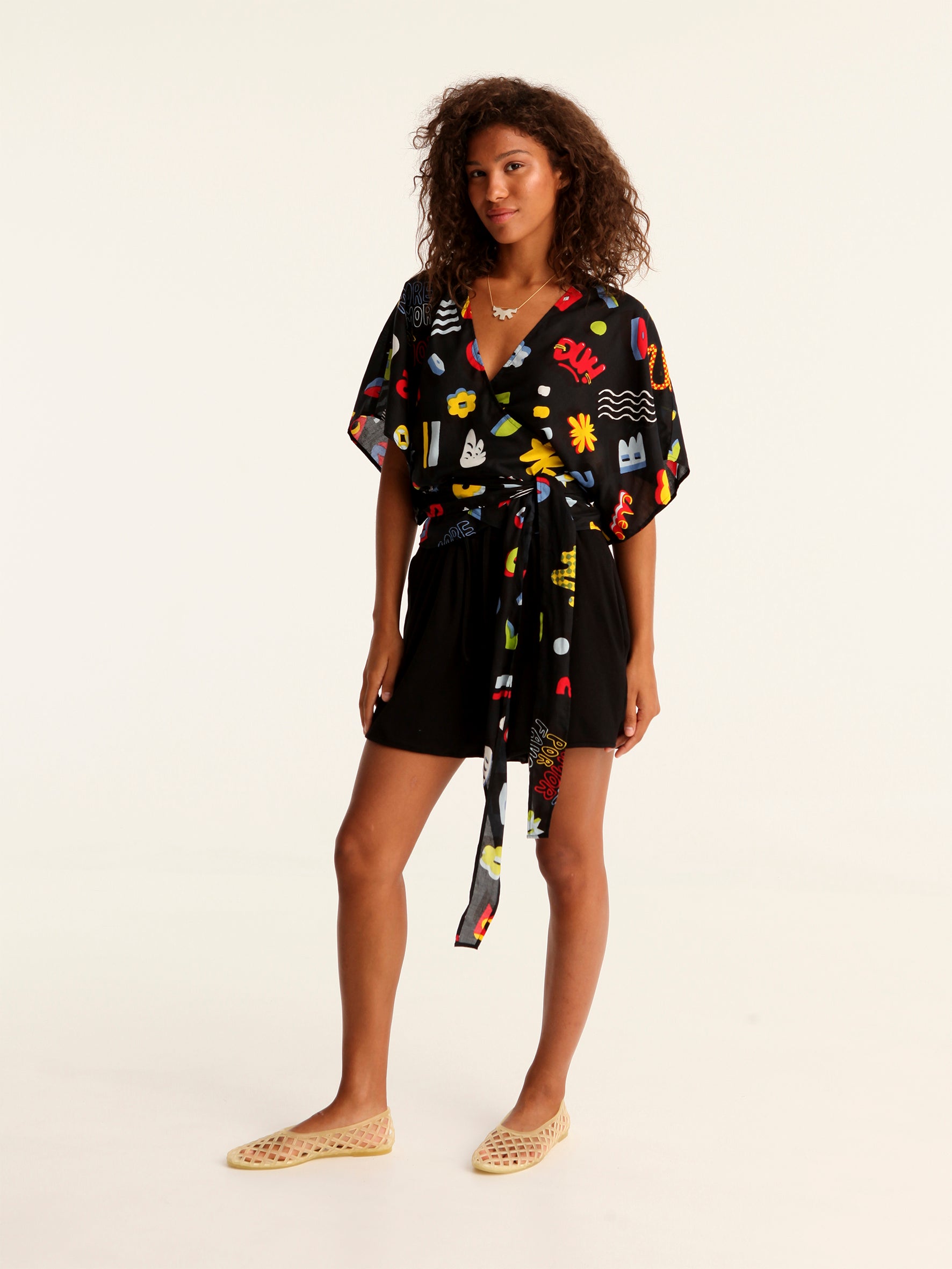 MORE AMOR wrap kimono top