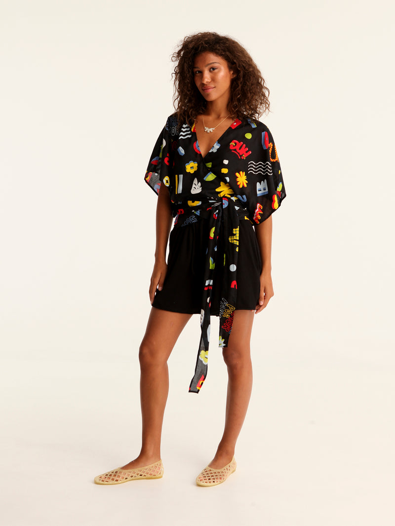 MORE AMOR wrap kimono top