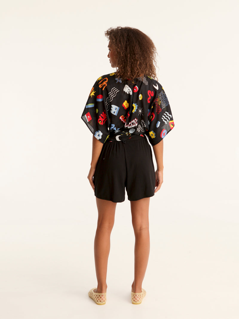 MORE AMOR wrap kimono top