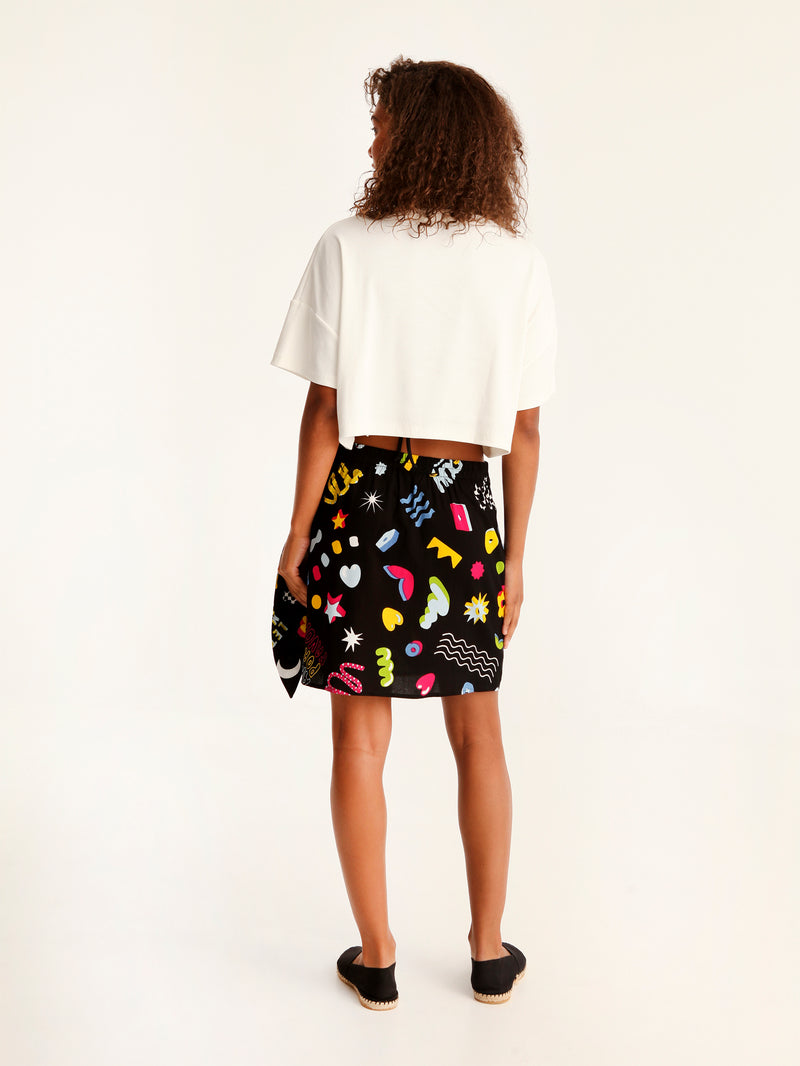 MORE AMOR mini wrap skirt
