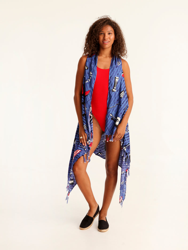 TOURISTA pareo vest with coconut button