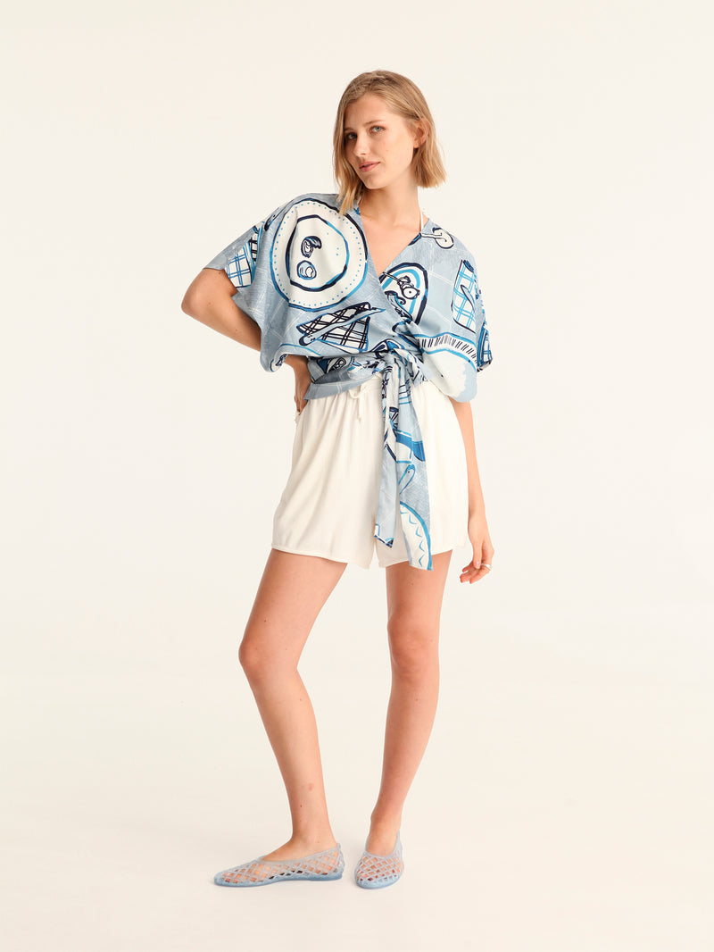 BON APPETIT wrap kimono top