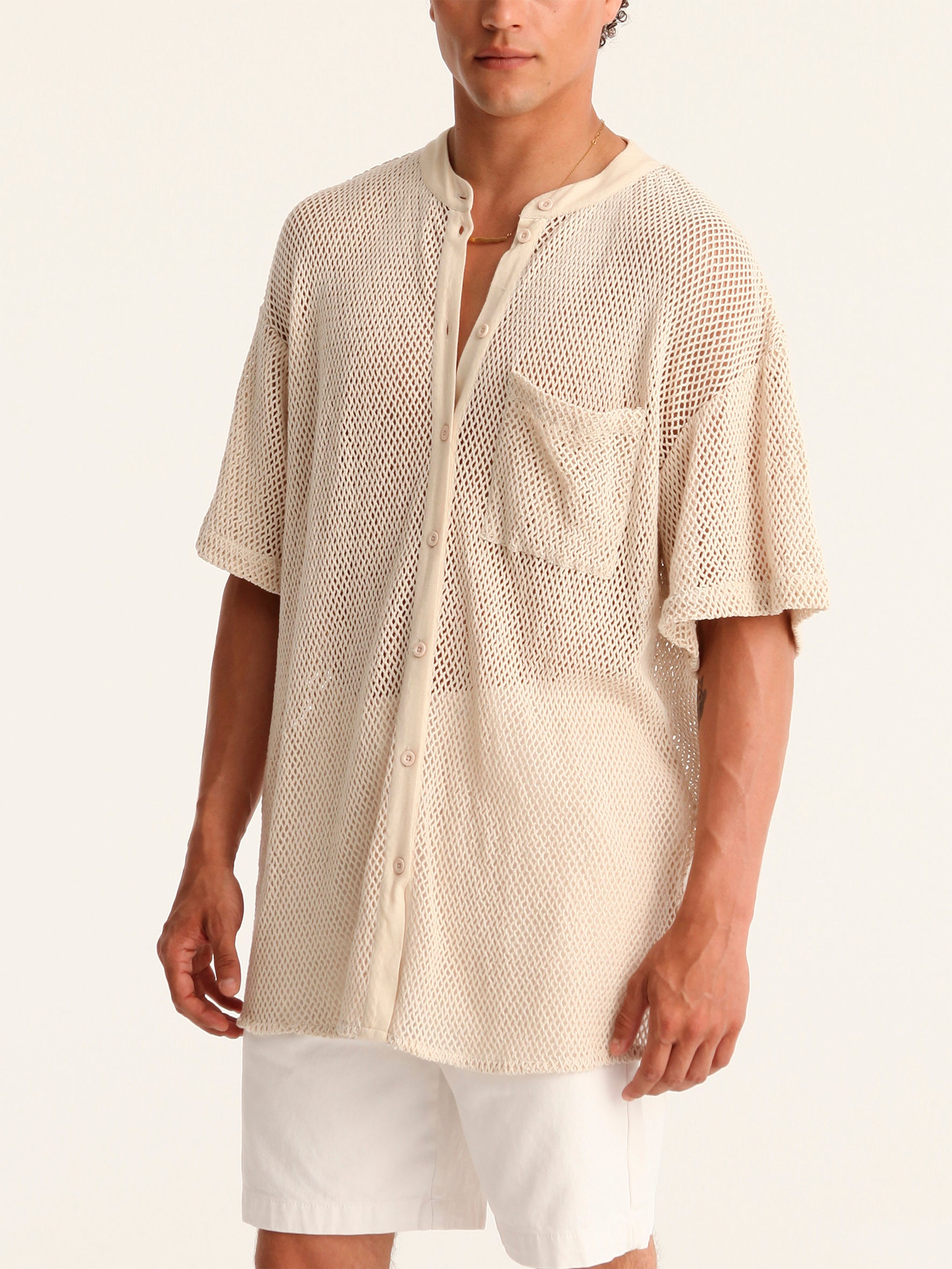 NET BEIGE mao men shirt