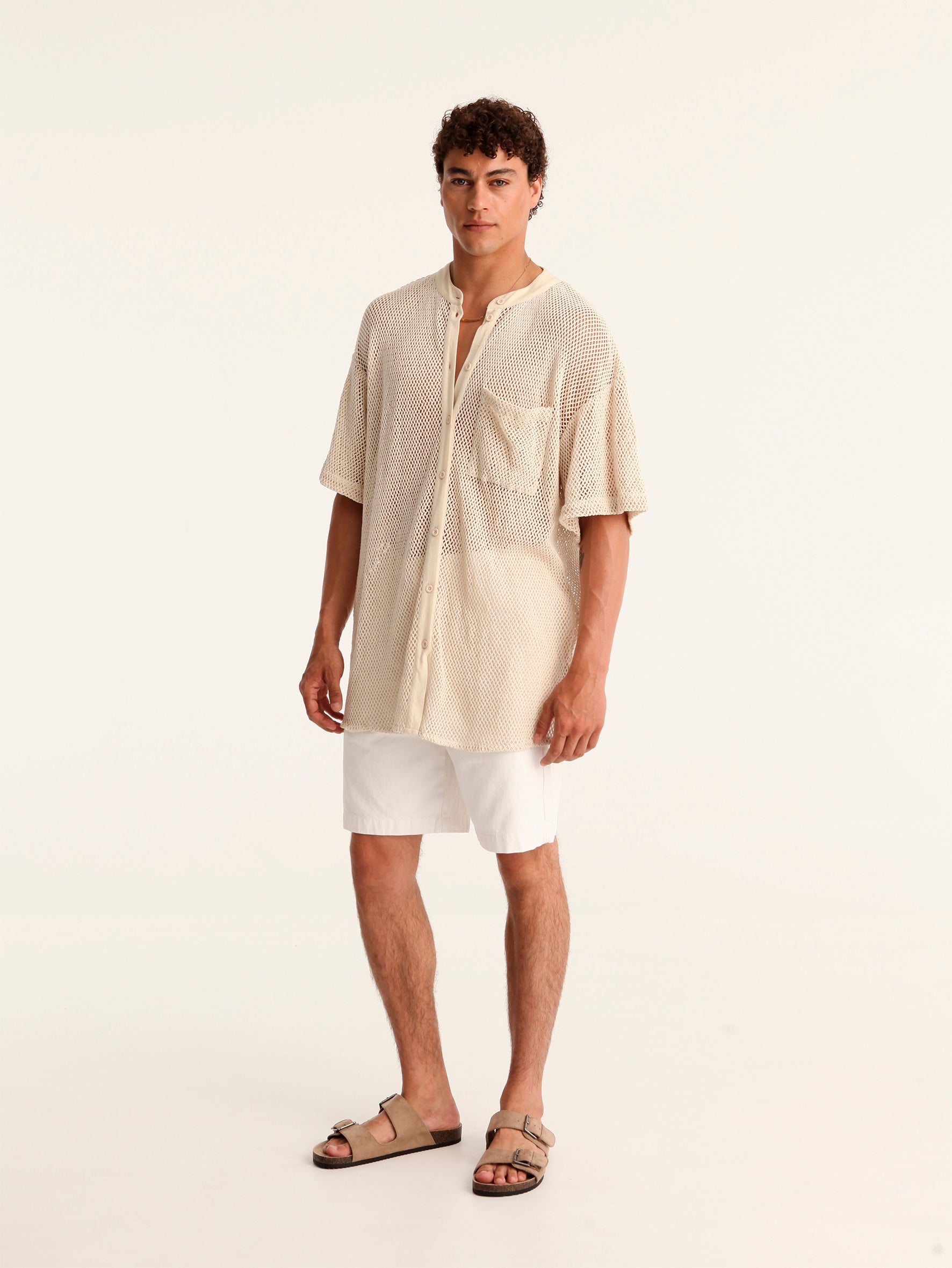 NET BEIGE mao men shirt