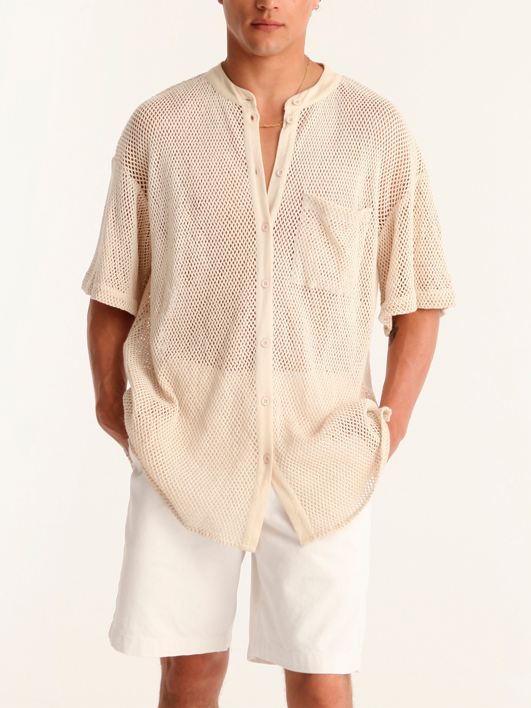 NET BEIGE mao men shirt