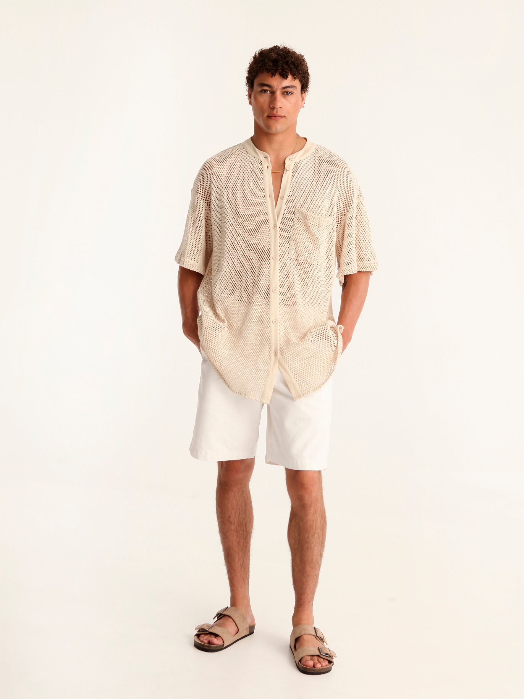 NET BEIGE mao men shirt