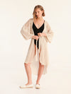 NET BEIGE belted kimono