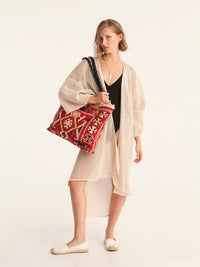 NET BEIGE belted kimono