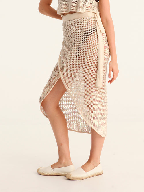 NET BEIGE wrap skirt