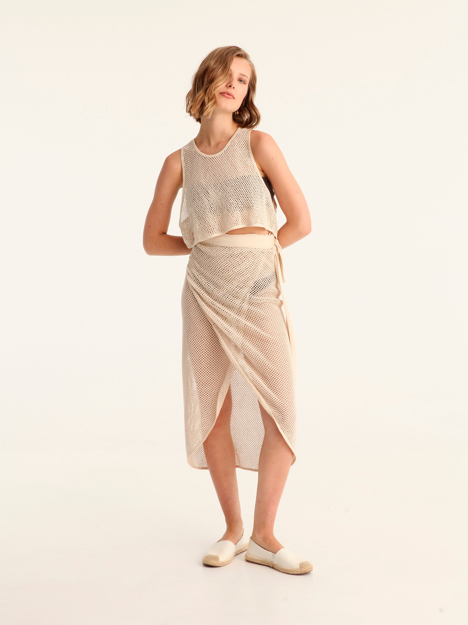 NET BEIGE wrap skirt