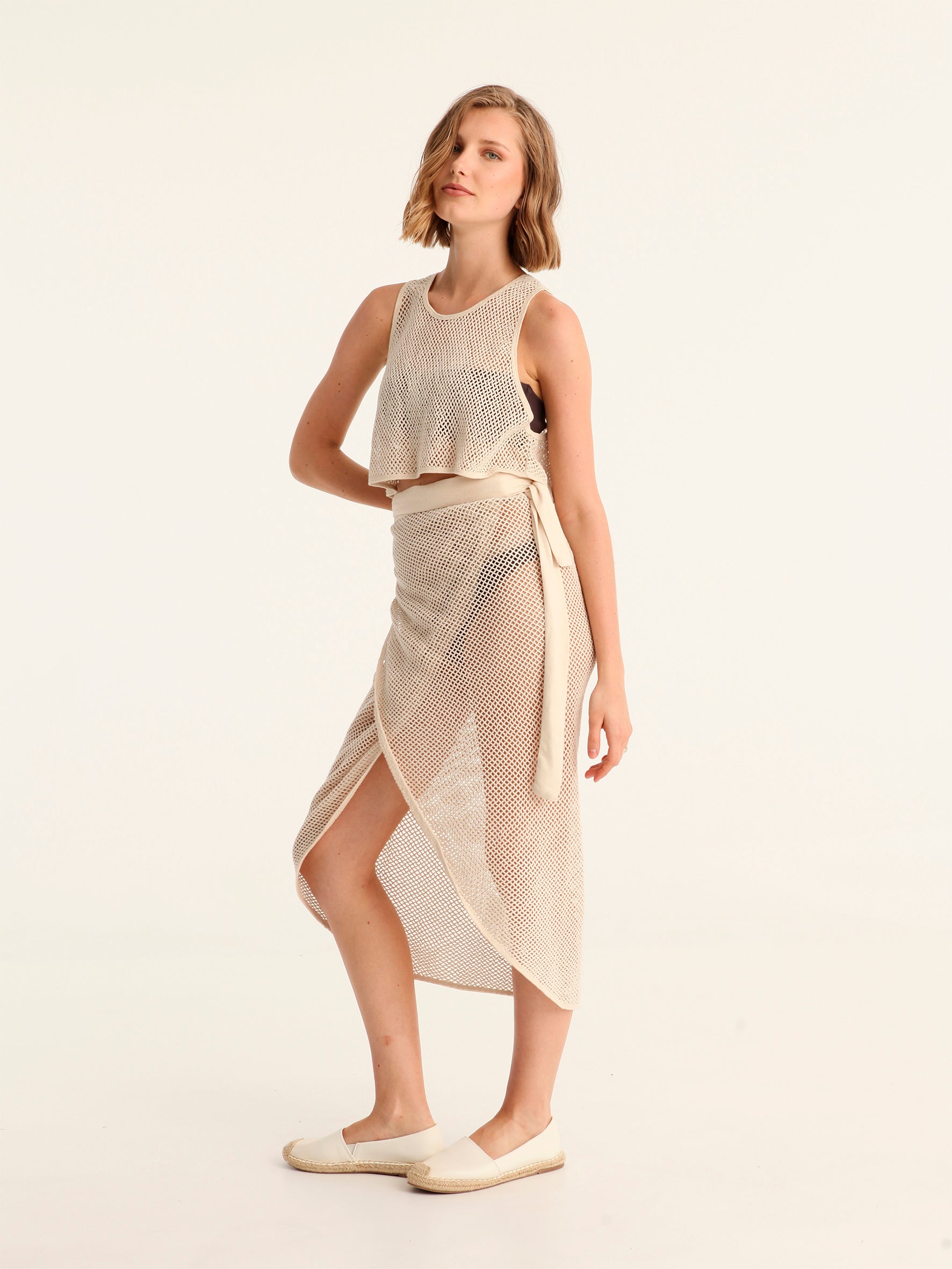 NET BEIGE wrap skirt