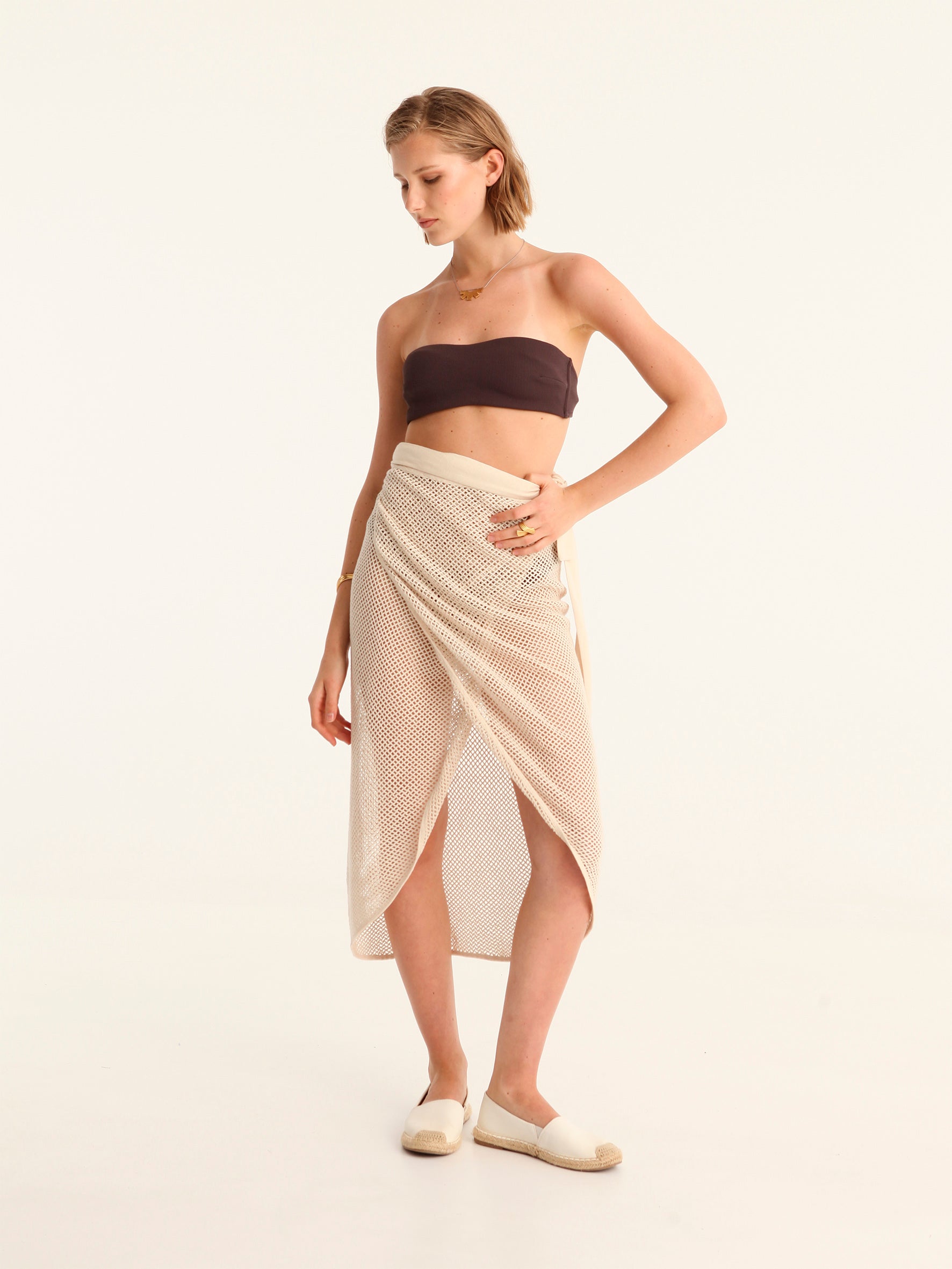 NET BEIGE wrap skirt