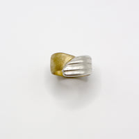 RIB FLAT ring - partly gold plated sterling silver