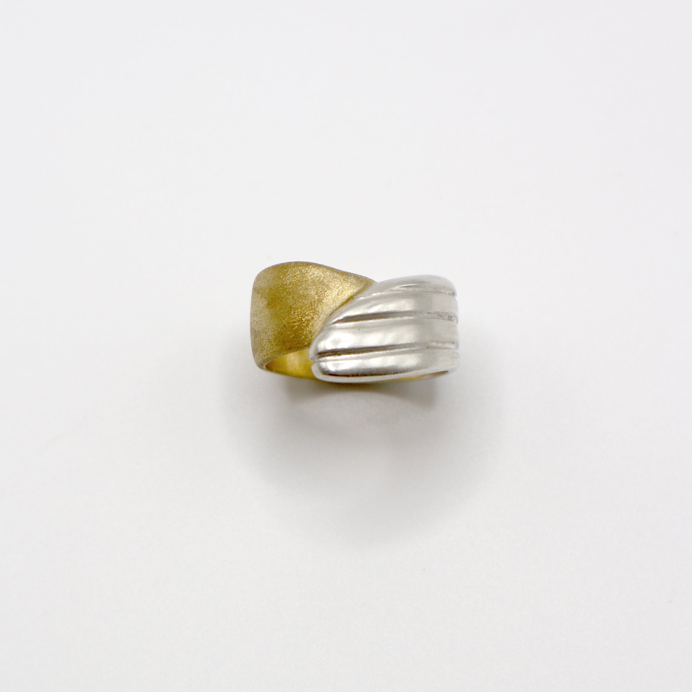 RIB FLAT ring - partly gold plated sterling silver