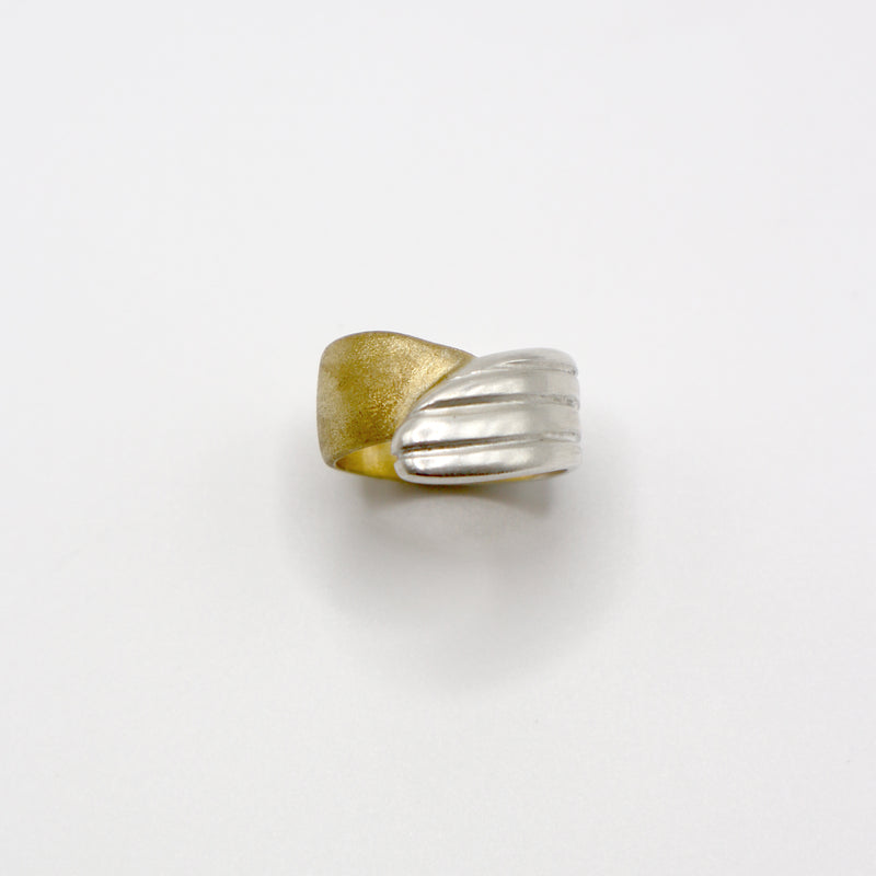 RIB FLAT ring - partly gold plated sterling silver