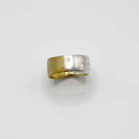 RIB FLAT ring - partly gold plated sterling silver