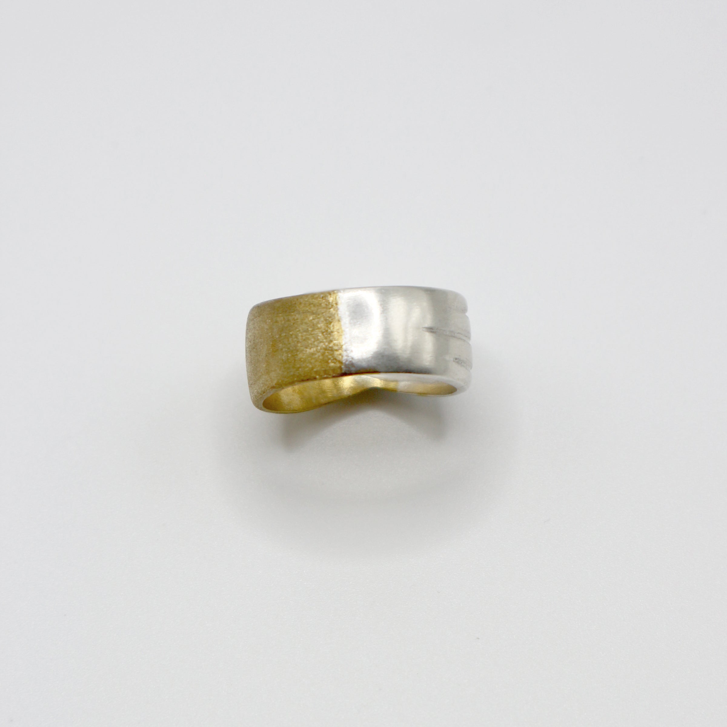 RIB FLAT ring - partly gold plated sterling silver