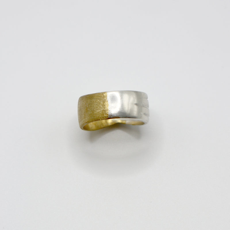 RIB FLAT ring - partly gold plated sterling silver