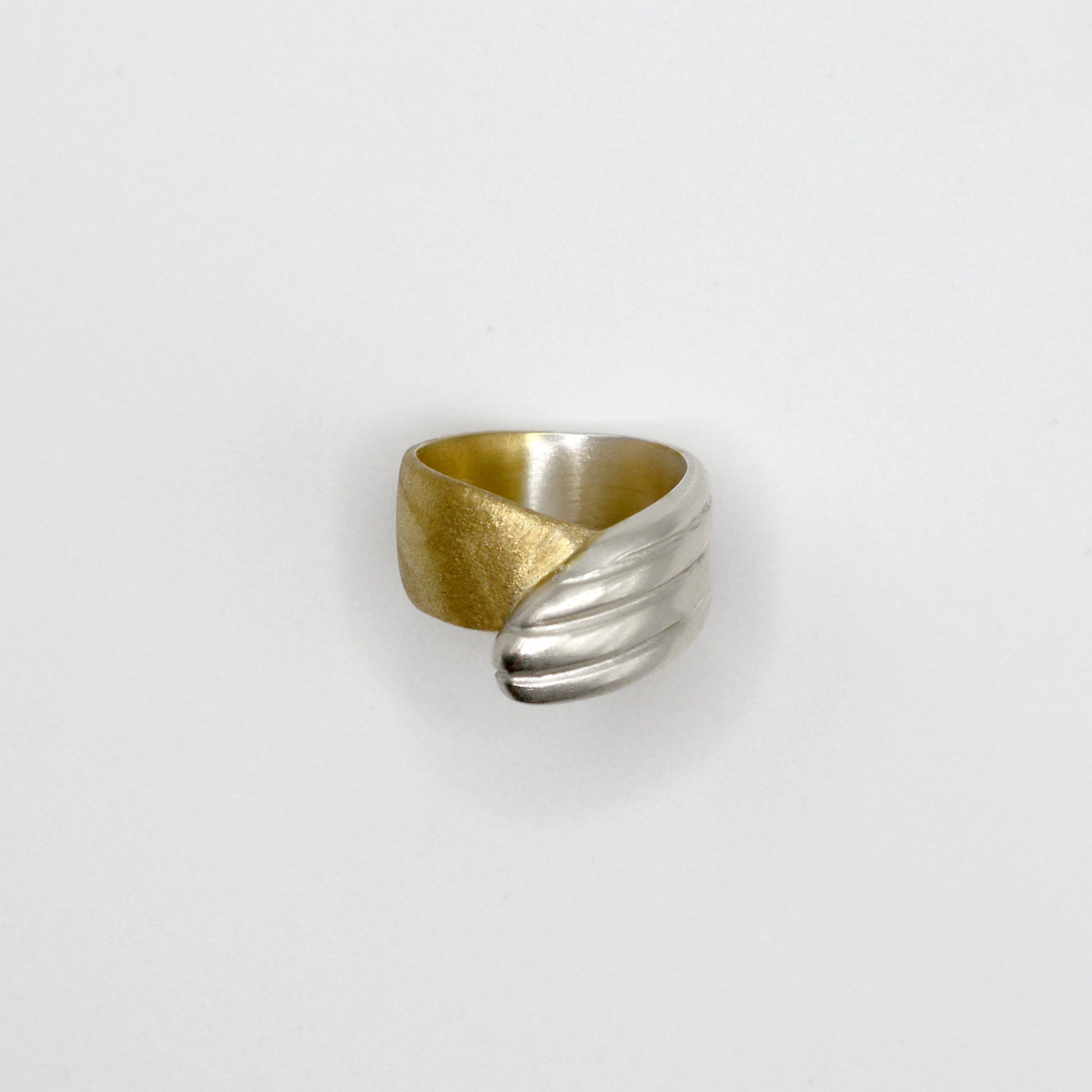 RIB FLAT ring - partly gold plated sterling silver