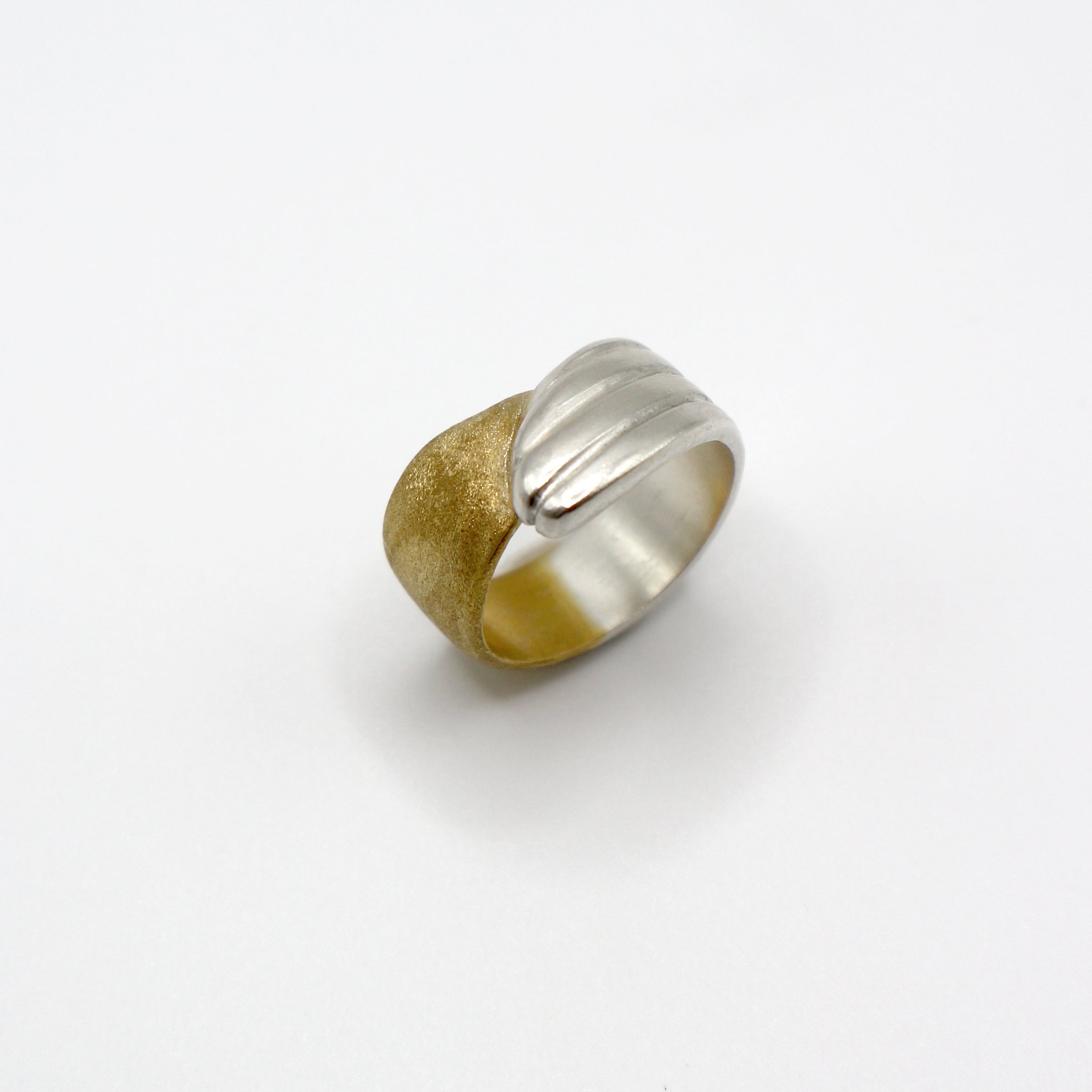RIB FLAT ring - partly gold plated sterling silver