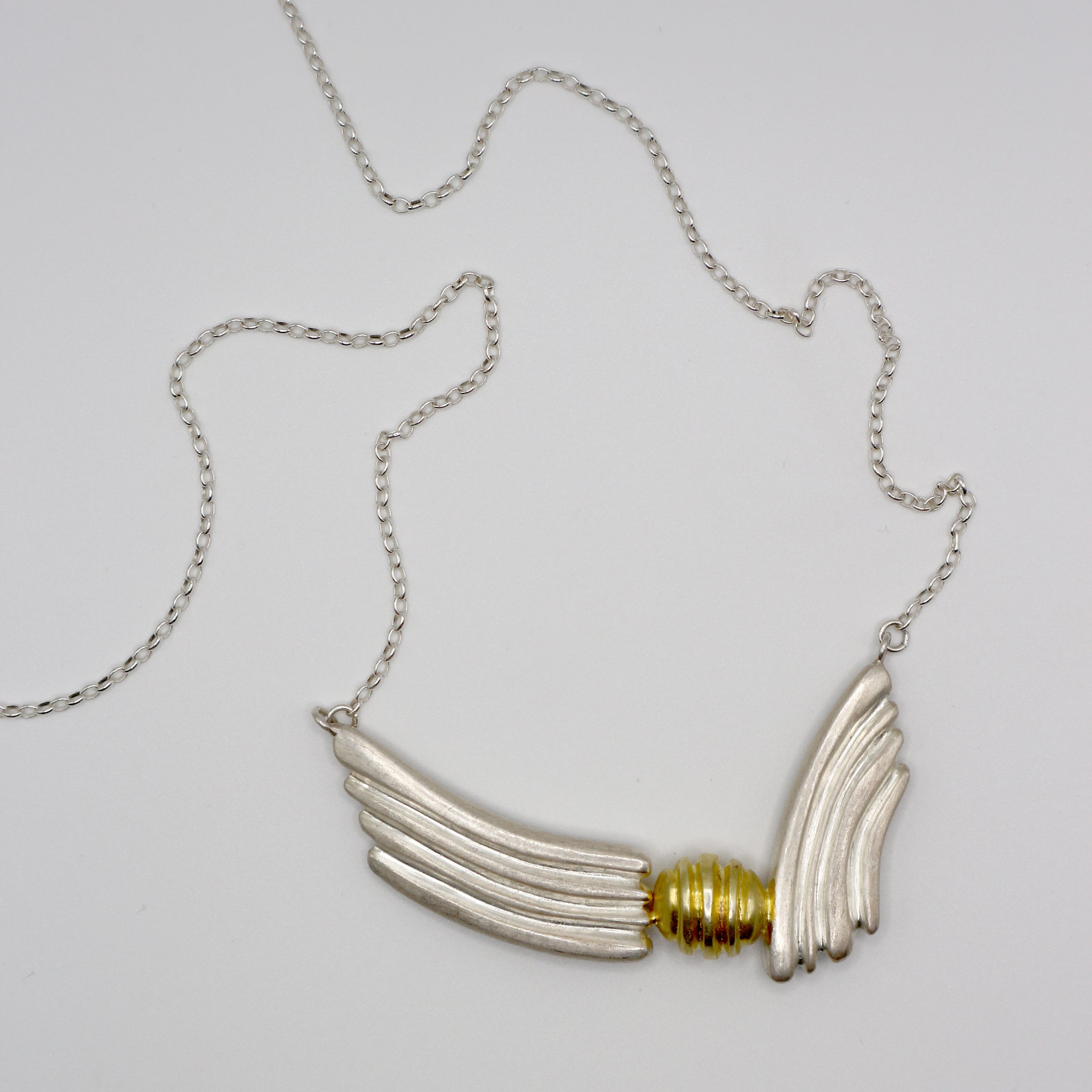 RIB FLYING necklace - partly gold plated sterling silver - * unique and one of a kind *