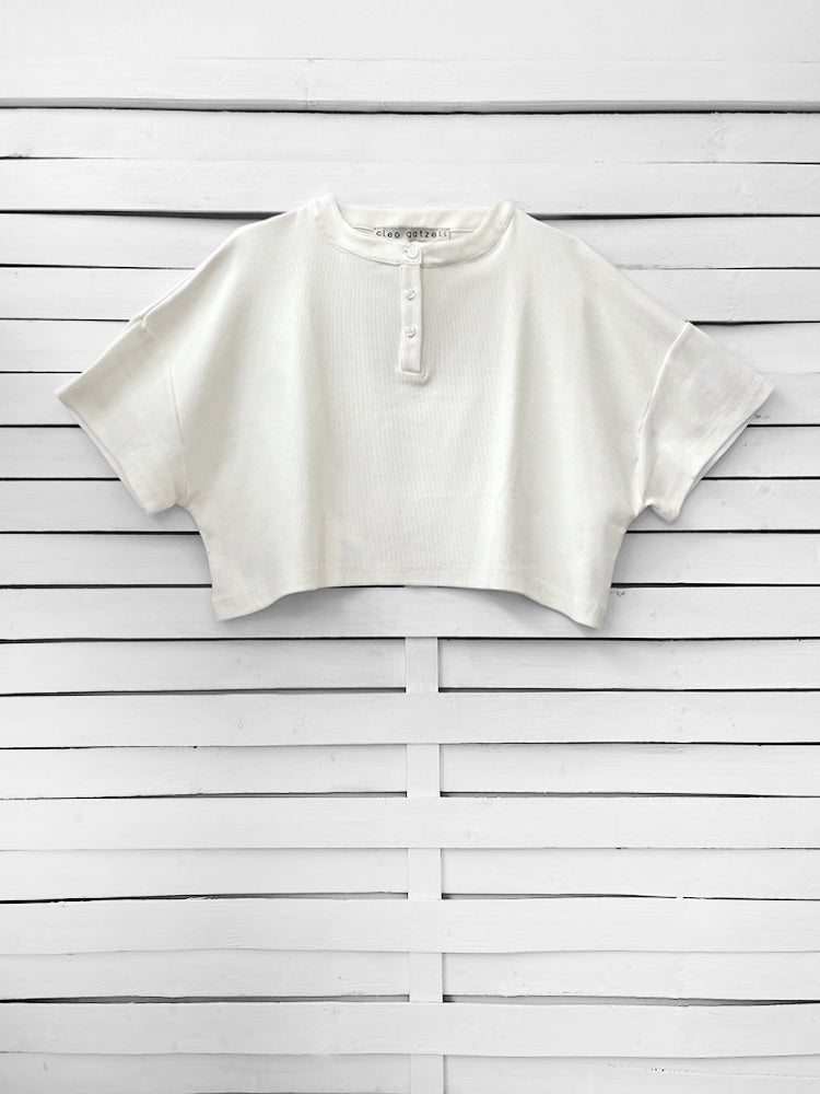 RIB TOP cropped top - ecru