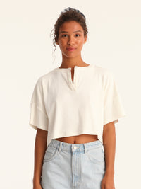 RIB TOP cropped top - off white