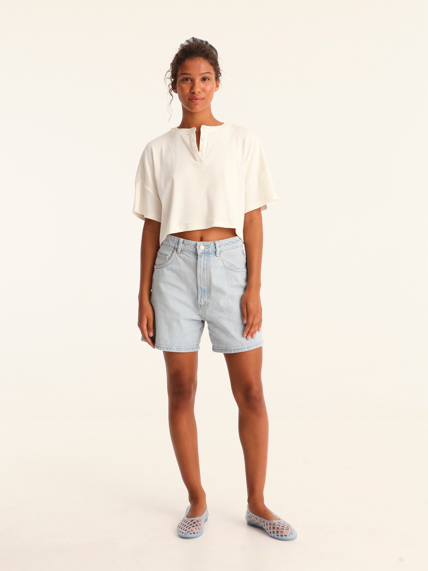 RIB TOP cropped top - off white