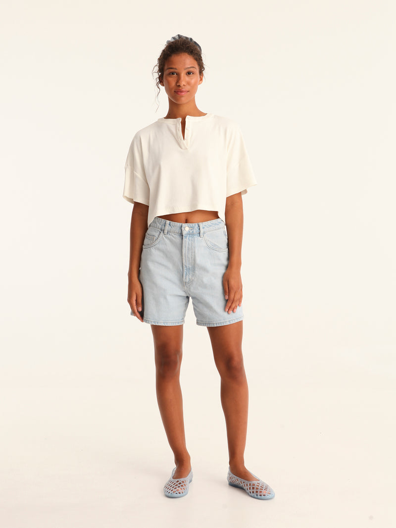 RIB TOP cropped top - off white