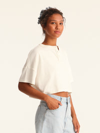 RIB TOP cropped top - off white
