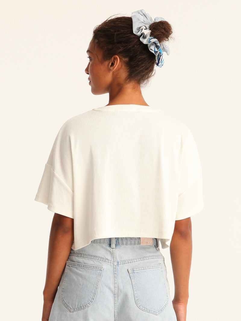 RIB TOP cropped top - off white