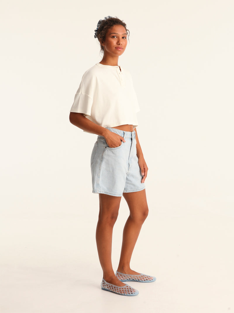 RIB TOP cropped top - off white