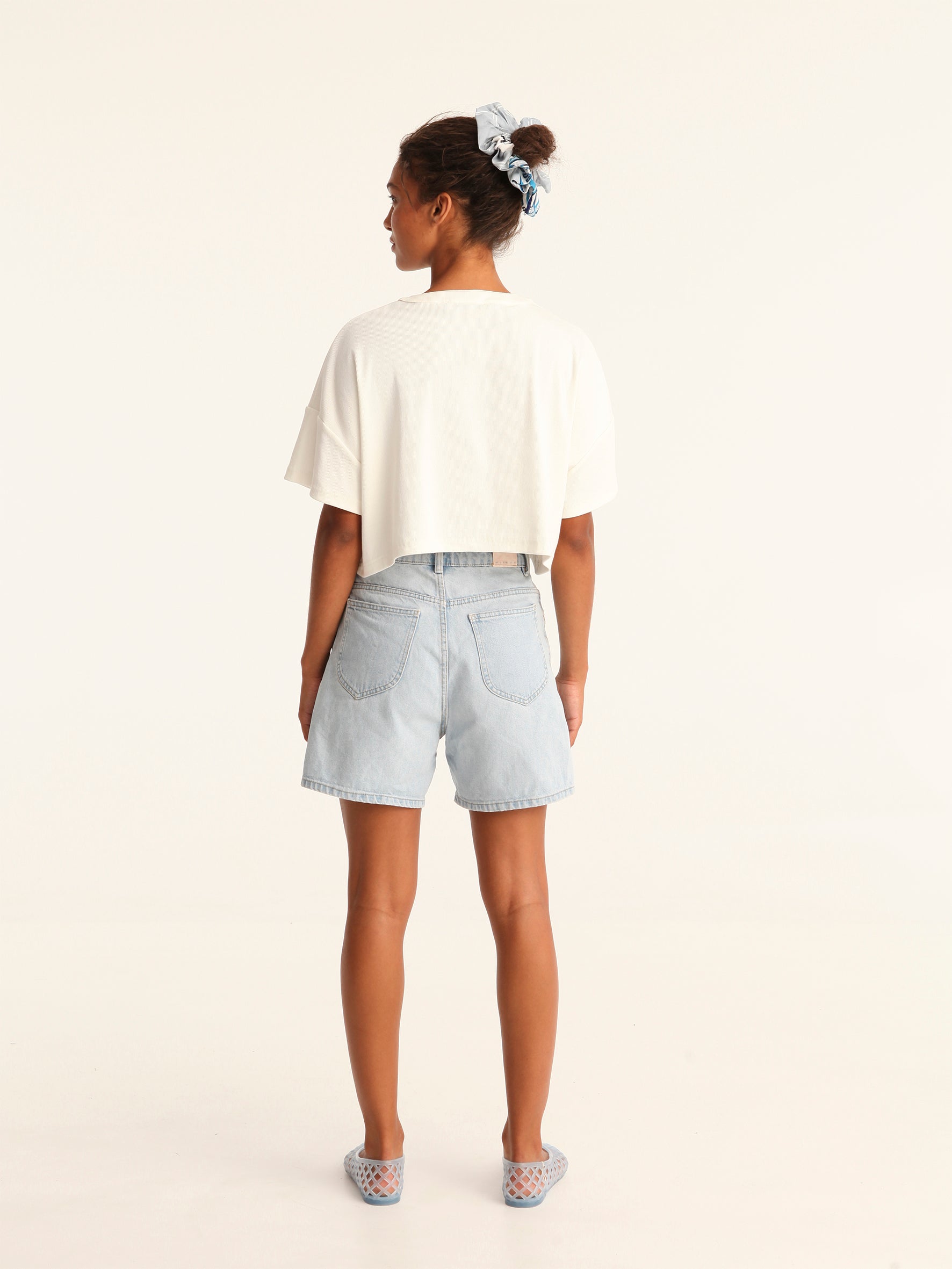 RIB TOP cropped top - off white