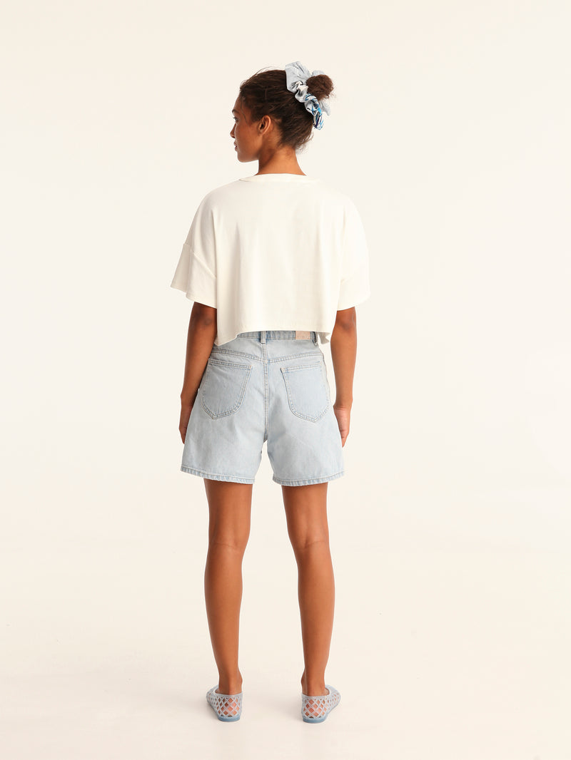 RIB TOP cropped top - off white
